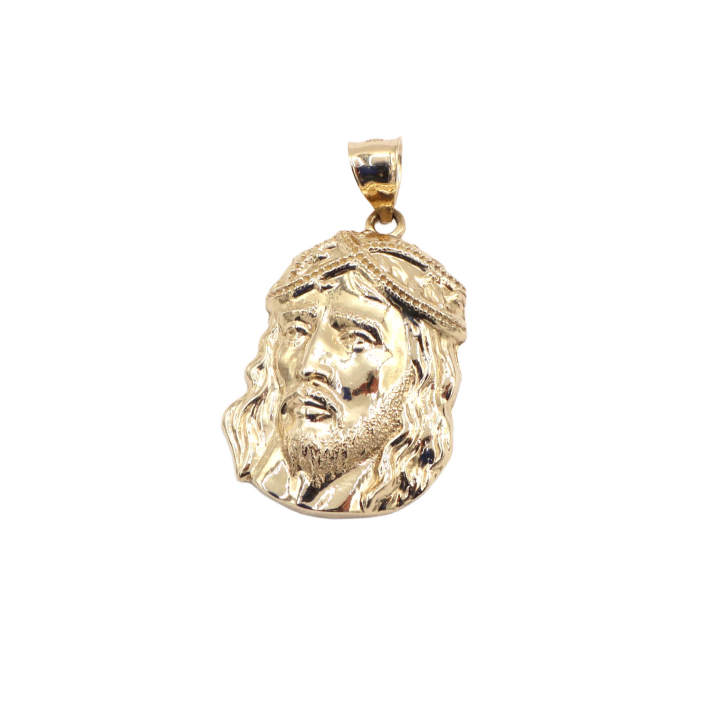 10K Solid Yellow Gold Jesus Face Side Profile Pendant