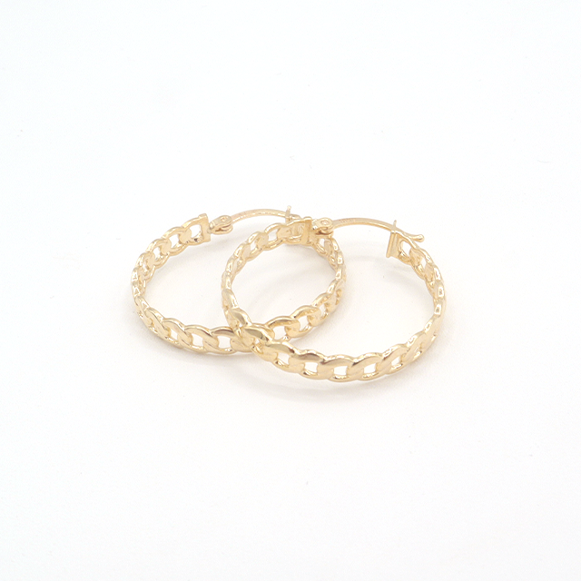 Flat Cuban Hoop Earrings Pure 10K Yellow Gold - STF DIAMONDS