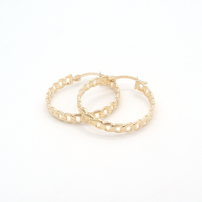 Flat Cuban Hoop Earrings Pure 10K Yellow Gold - STF DIAMONDS