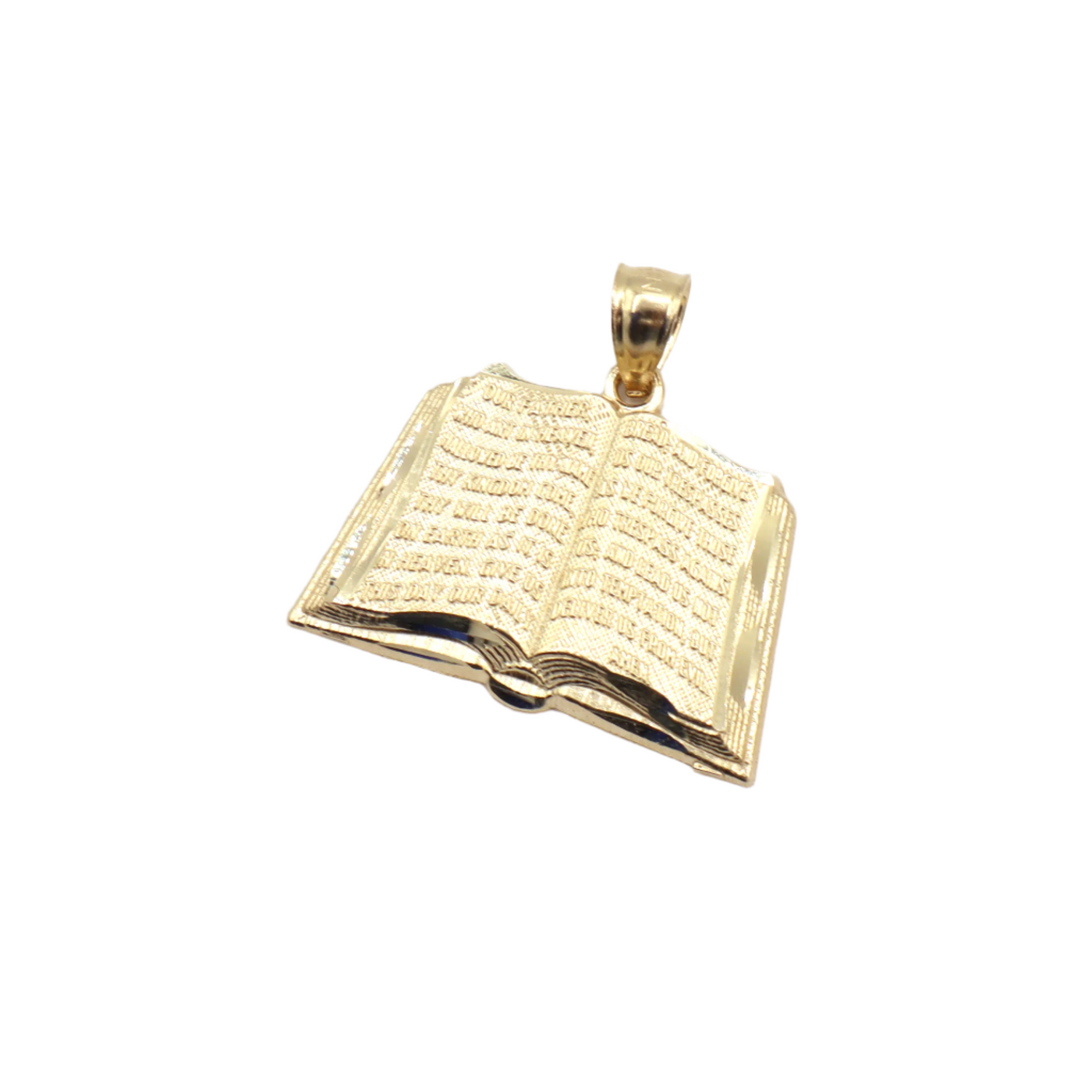 10K Solid Yellow Gold Prayer Bible Christian Charm Pendant
