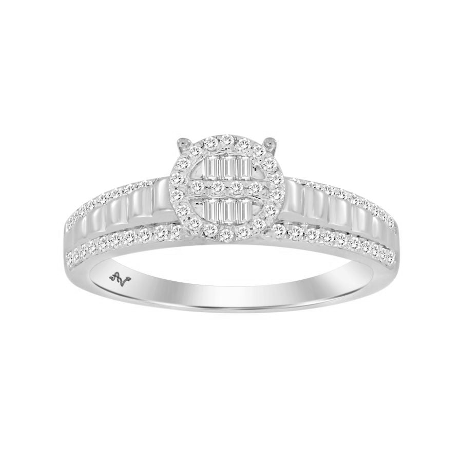 LADIES RING 0.25CT ROUND DIAMOND 10K WHITE GOLD