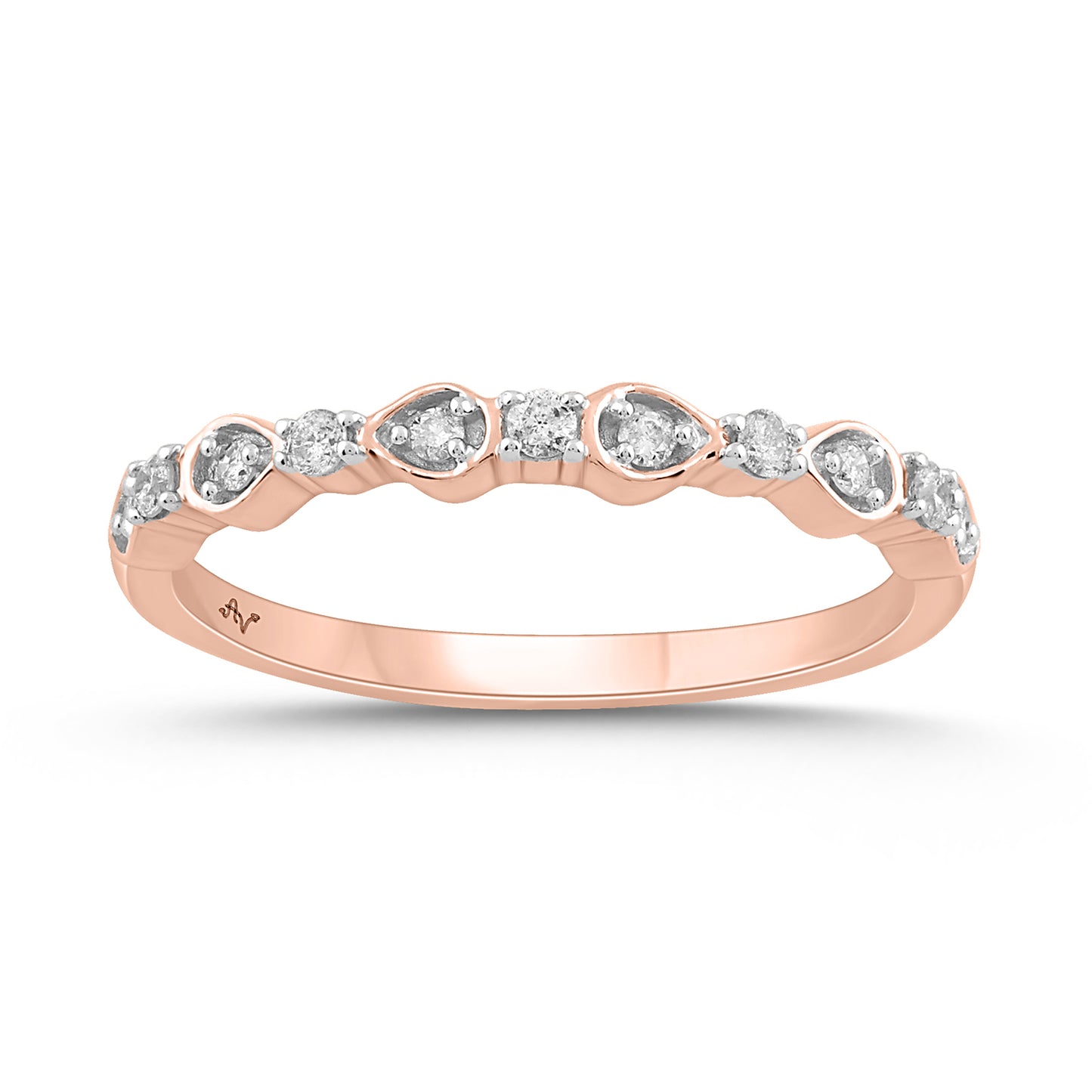 LADIES  BAND 0.15CT ROUND DIAMOND 14K ROSE GOLD