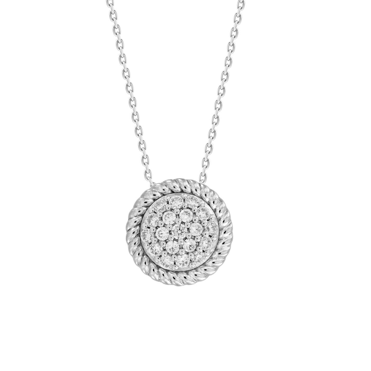 LADIES  PENDANT WITH CHAIN 0.25CT ROUND DIAMOND 14K WHITE GOLD