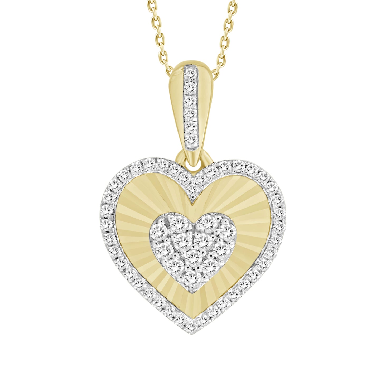 LADIES PENDANT 0.25CT ROUND DIAMOND 14K YELLOW GOLD WITH CHAIN