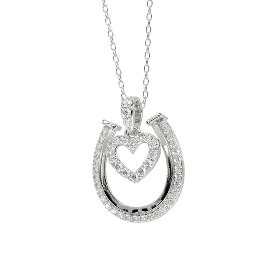 LADIES PENDANT WITH CHAIN 0.25CT ROUND DIAMOND 14K WHITE GOLD