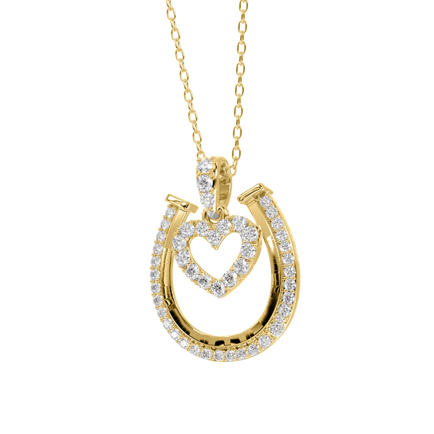 LADIES PENDANT WITH CHAIN 0.25CT ROUND DIAMOND 14K YELLOW GOLD