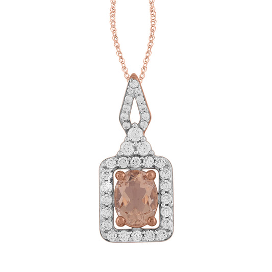 LADIES PENDANT WITH CHAIN 0.75CT ROUND/OVAL DIAMOND 14K ROSE GOLD(CENTER STONE 1.00 CT OVAL DIAMOND)