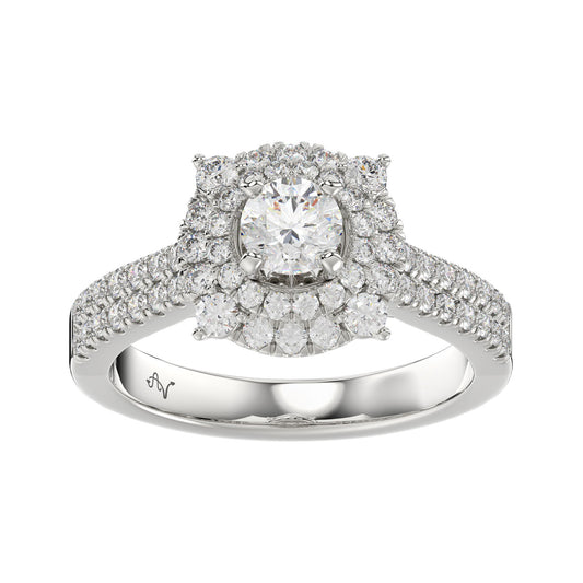 LADIES RING 1.25CT ROUND DIAMOND 14K WHITE GOLD