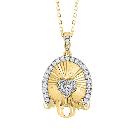 LADIES PENDANT WITH CHAIN 0.25CT ROUND DIAMOND 14K YELLOW GOLD