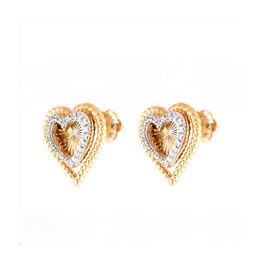 LADIES EARRINGS 0.16CT ROUND DIAMOND 14K YELLOW GOLD