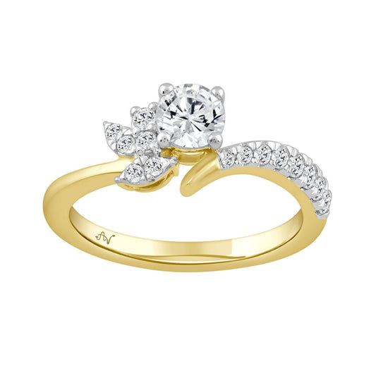 LADIES RING 0.75CT ROUND DIAMOND 14K YELLOW GOLD (CENTER STONE ROUND DIAMOND-0.50CT)