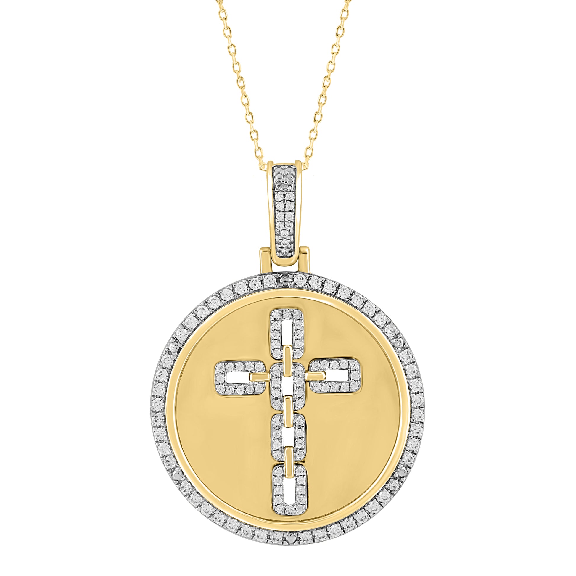 MEN'S CHARM PENDANT 0.50CT ROUND DIAMOND 10K YELLOW GOLD