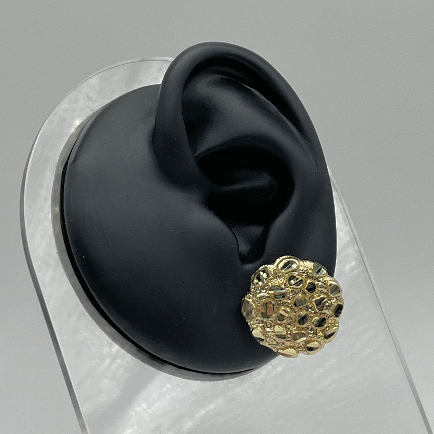 10K Yellow Gold Round Nugget Earrings XL (20mm)