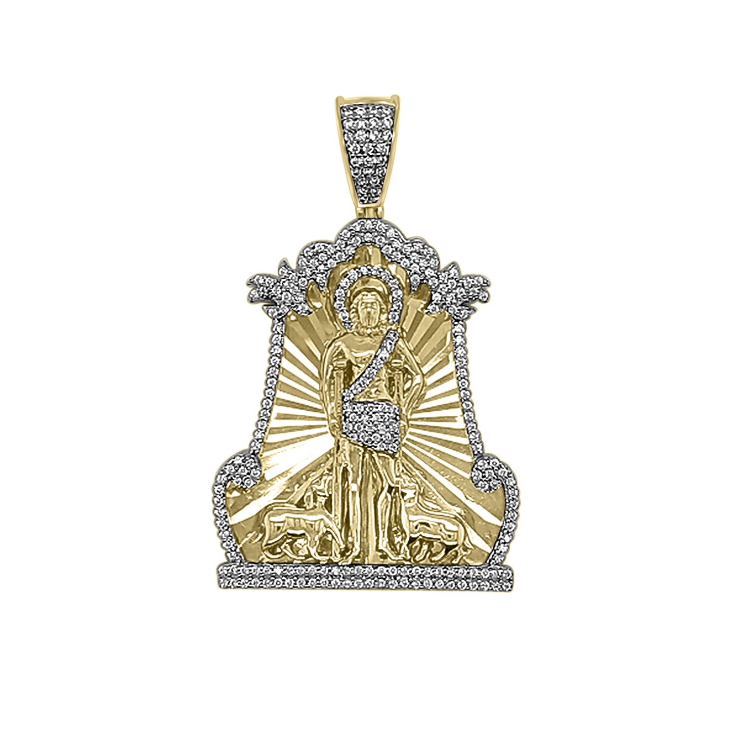 MEN'S CHARM PENDANT 0.75CT ROUND DIAMOND 10K YELLOW GOLD