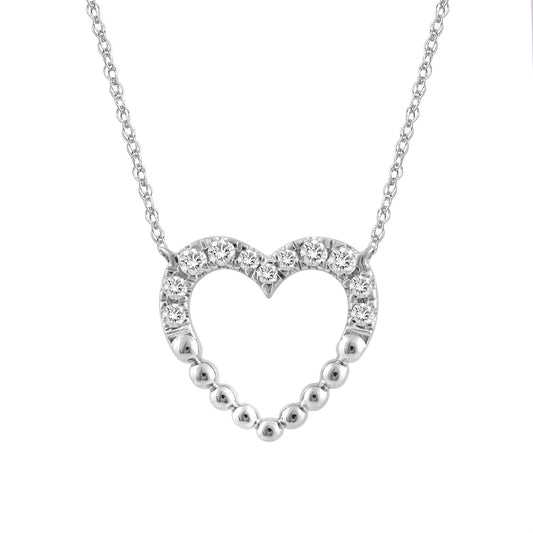 LADIES NECKLACE 0.12CT ROUND DIAMOND 10K WHITE GOLD