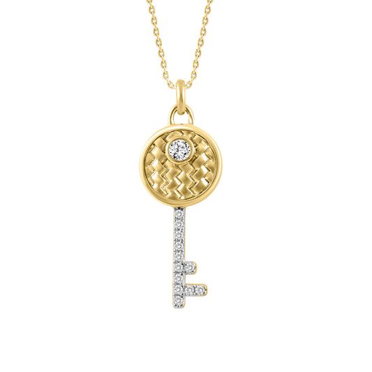 LADIES PENDANT WITH CHAIN 0.20CT ROUND DIAMOND 10K YELLOW GOLD