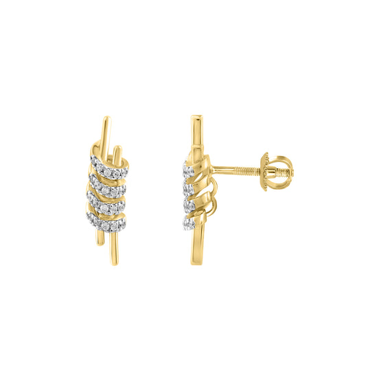 LADIES EARRINGS 0.16CT ROUND DIAMOND 10K YELLOW GOLD