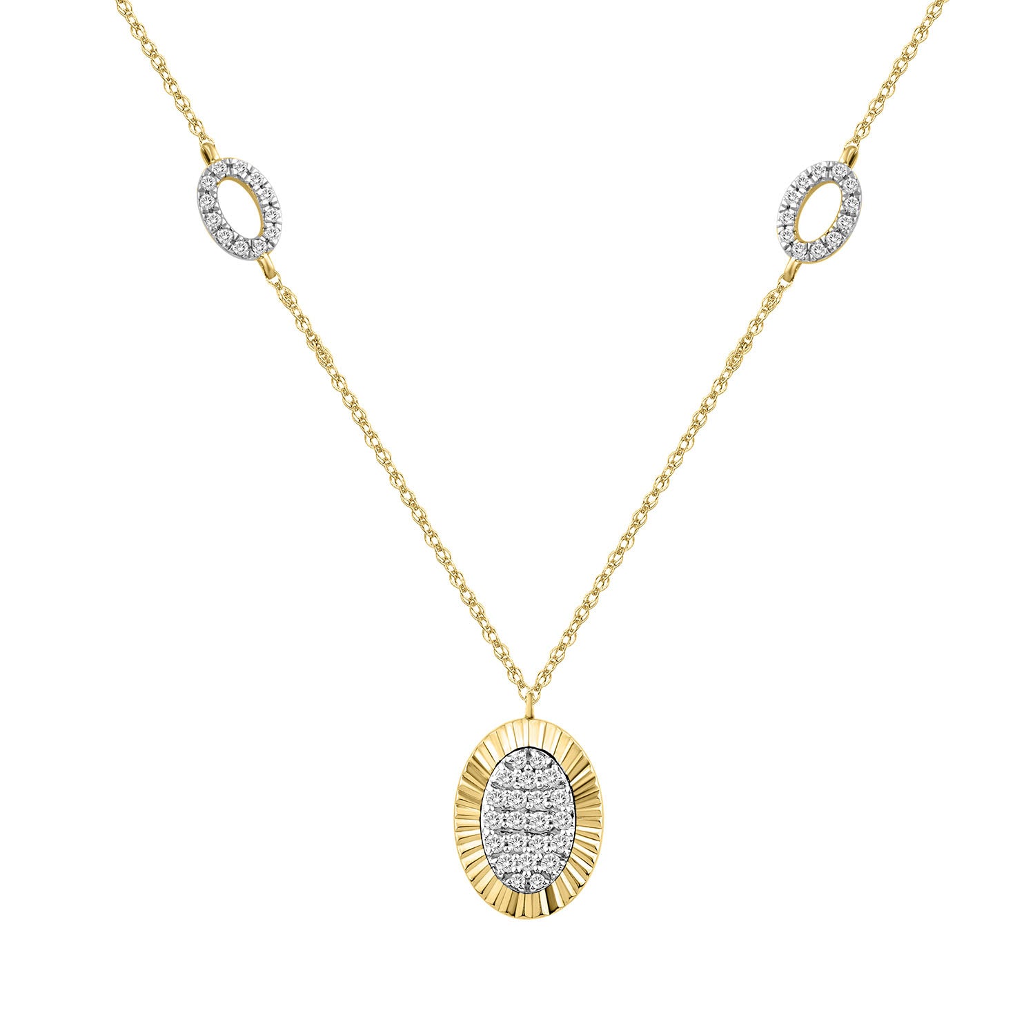 LADIES NECKLACE 0.25CT ROUND DIAMOND 10K YELLOW GOLD