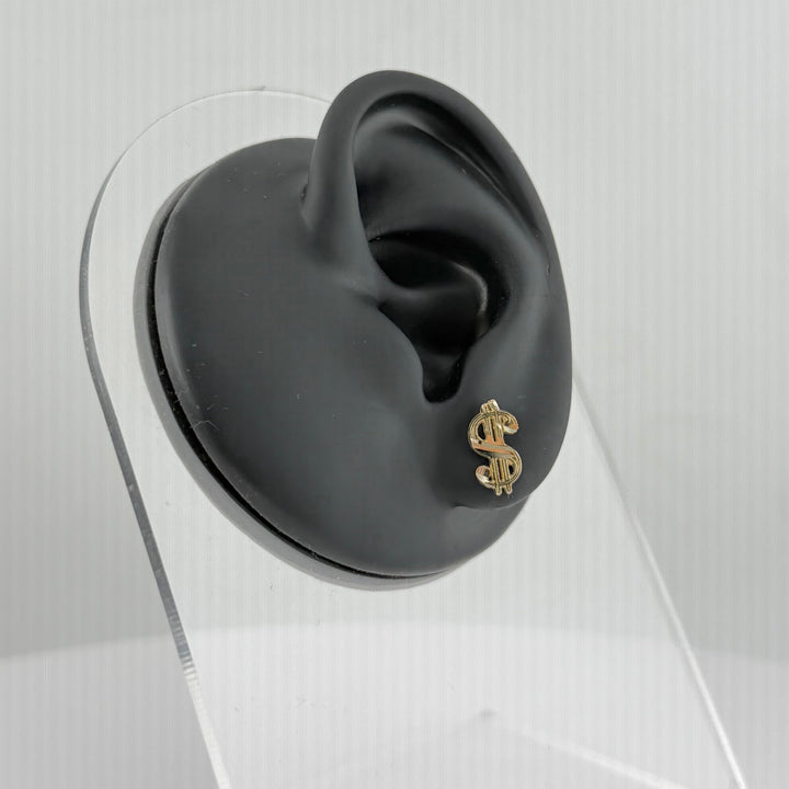 10K Yellow Gold Money Sign Earrings Small