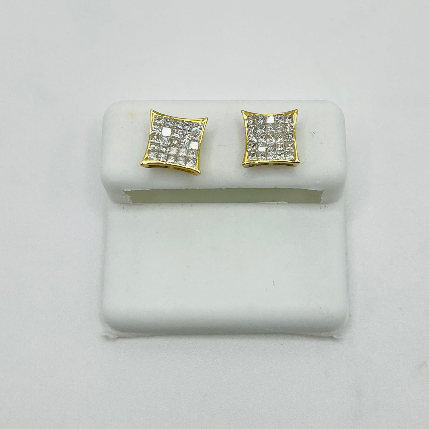 14K Gold Diamond Princess Cut Kite Earrings