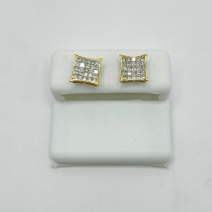 14K Gold Diamond Princess Cut Kite Earrings