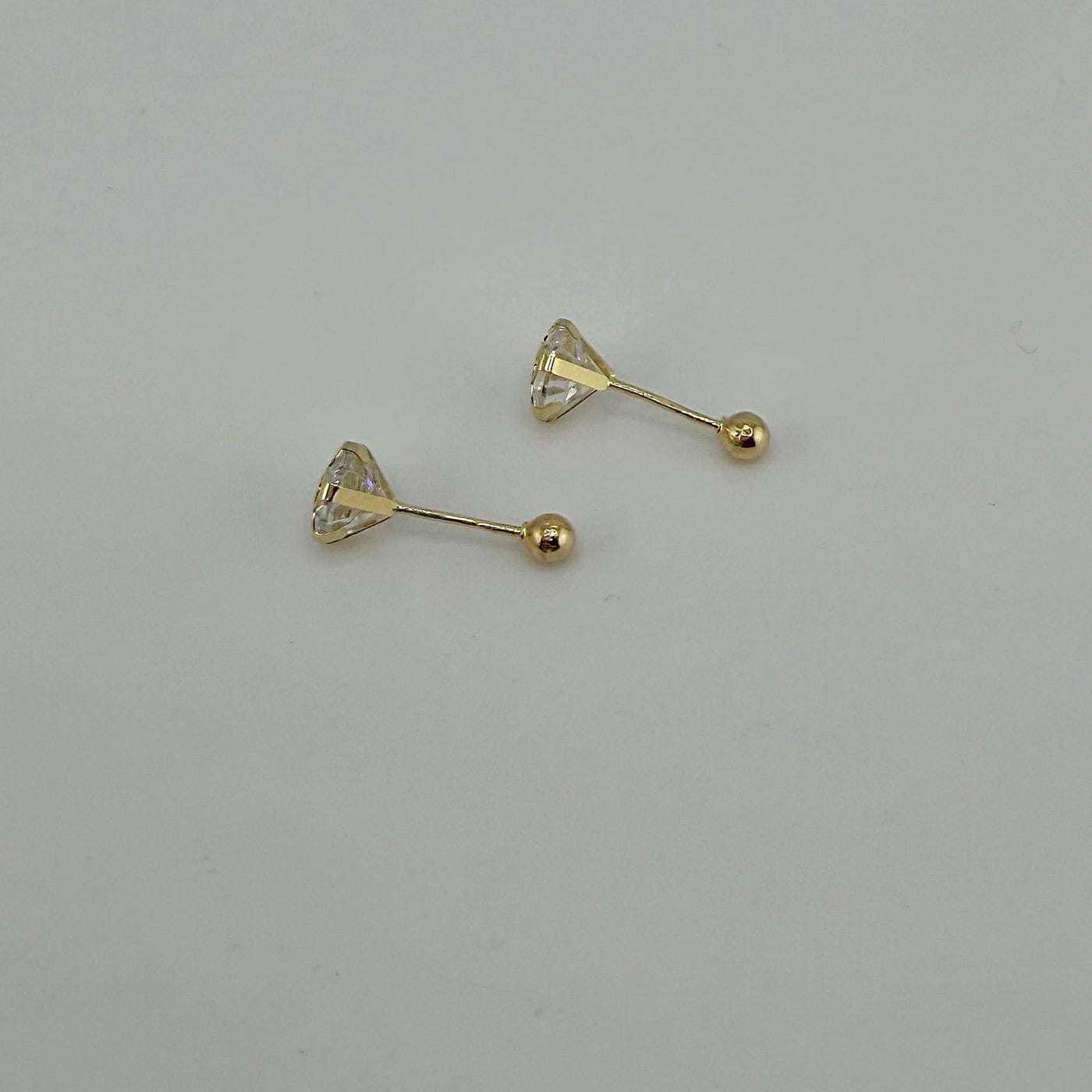 14K Gold CZ Flower Earrings (Screwback)