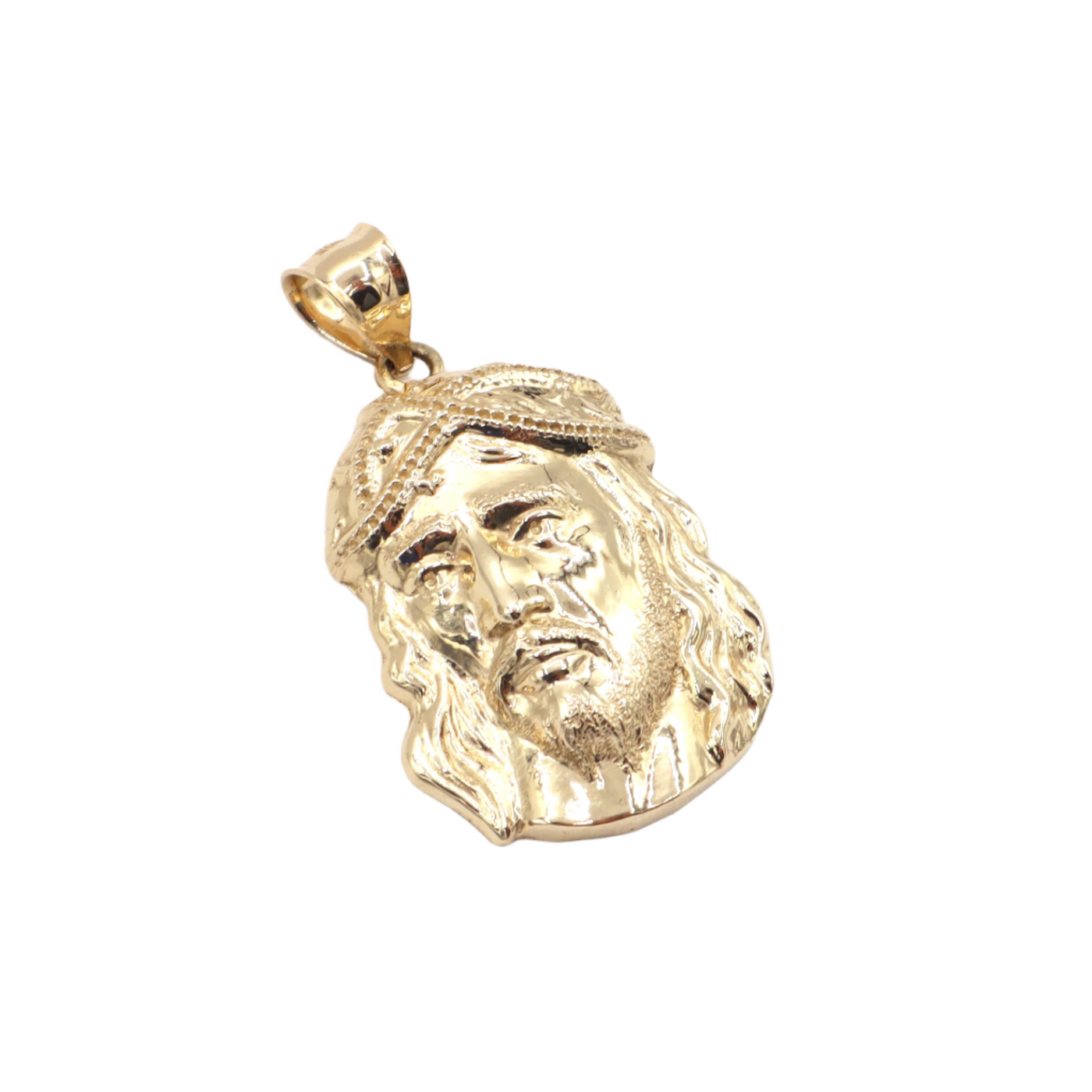 10K Solid Yellow Gold Jesus Face Side Profile Pendant
