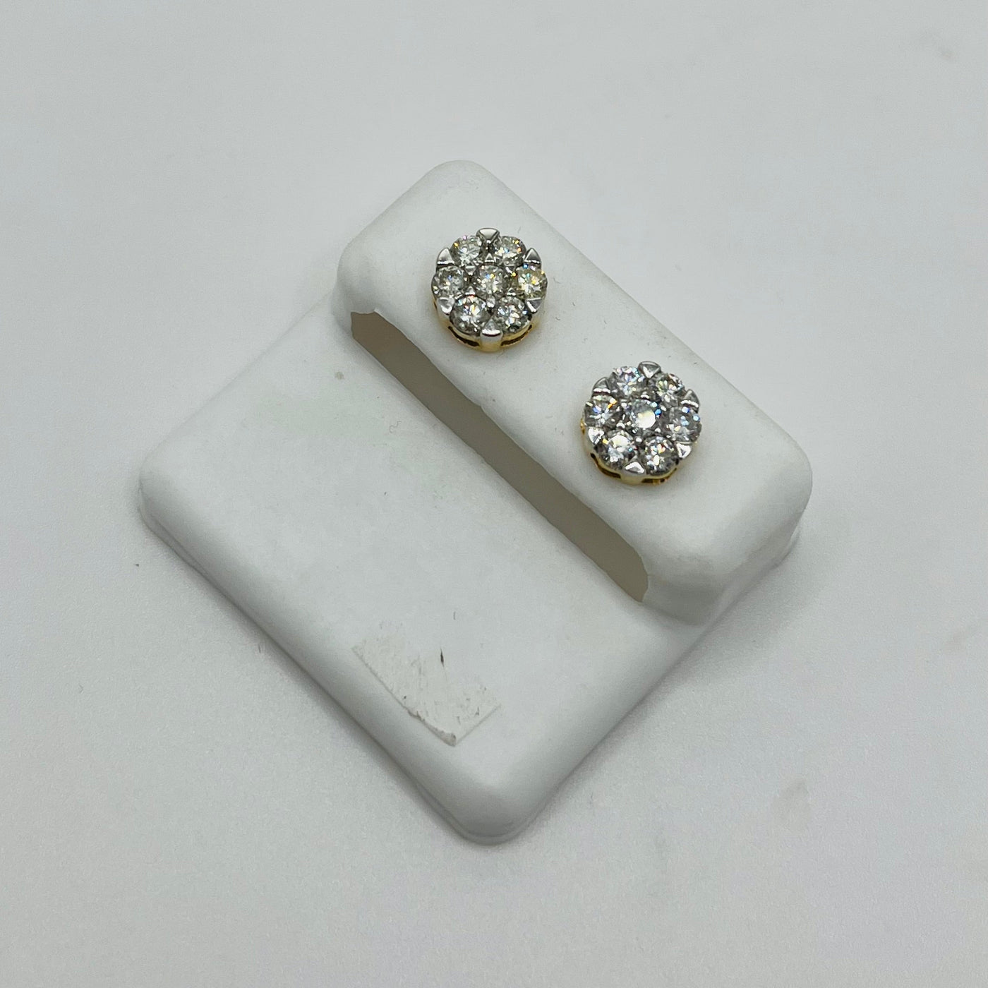 10K Gold Diamond V-Prong Flower Earrings