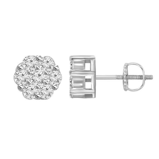 LADIES  EARRINGS 0.15CT ROUND DIAMOND 14K WHITE GOLD