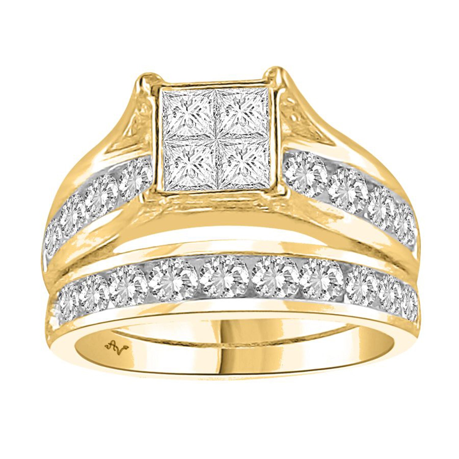 LADIES BRIDAL SET 0.50CT ROUND DIAMOND 10K YELLOW GOLD