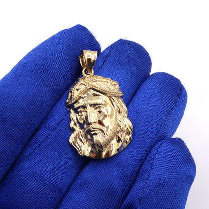 Jesus Face Side Angle Love Christ Gold Charm Pendant | 10K Yellow Gold | STF DIAMONDS JEWELRY
