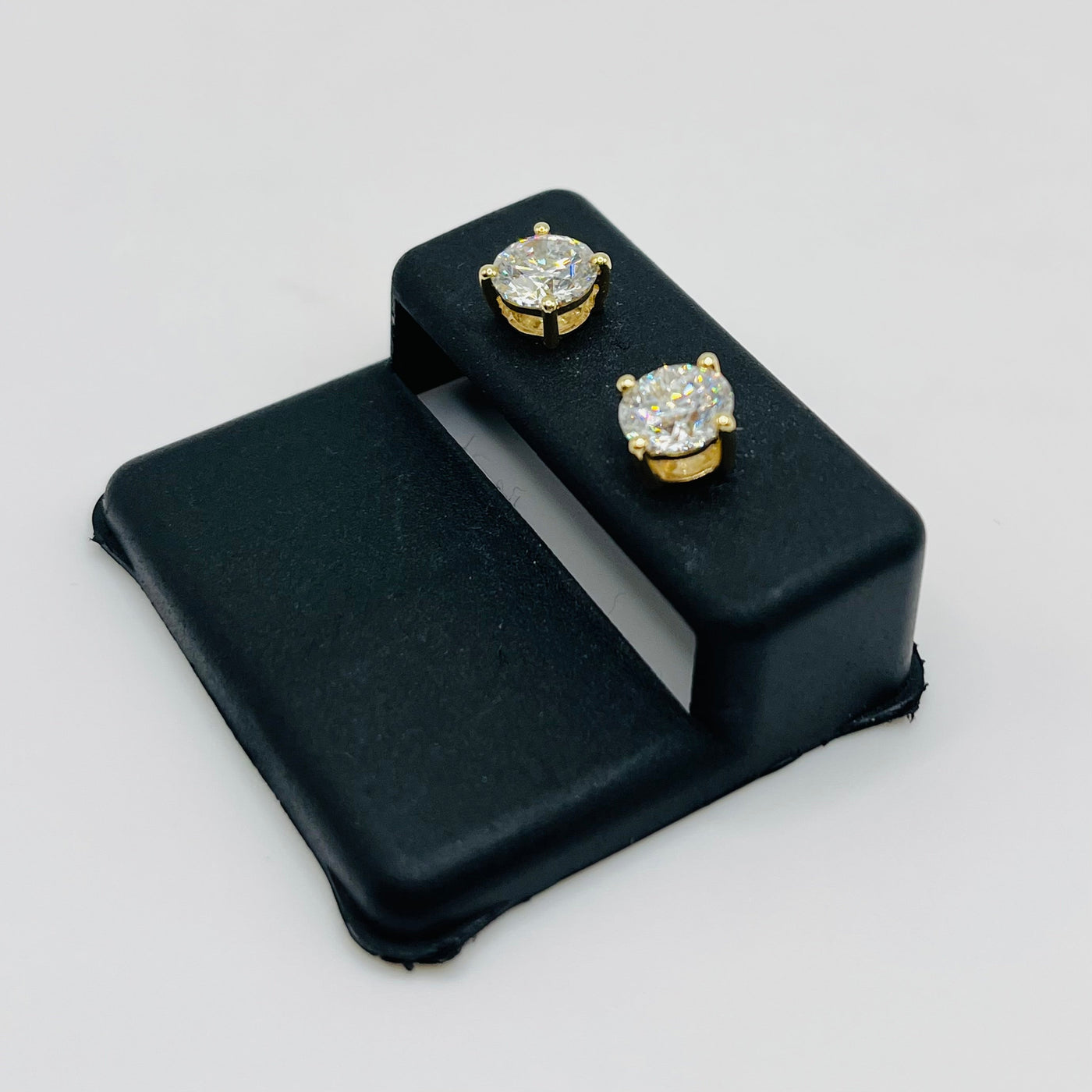 14K Yellow Gold Lab Diamond 4 Prong Earrings