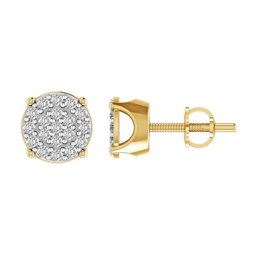 LADIES STUD EARRINGS 0.25CT ROUND DIAMOND 10K YELLOW GOLD