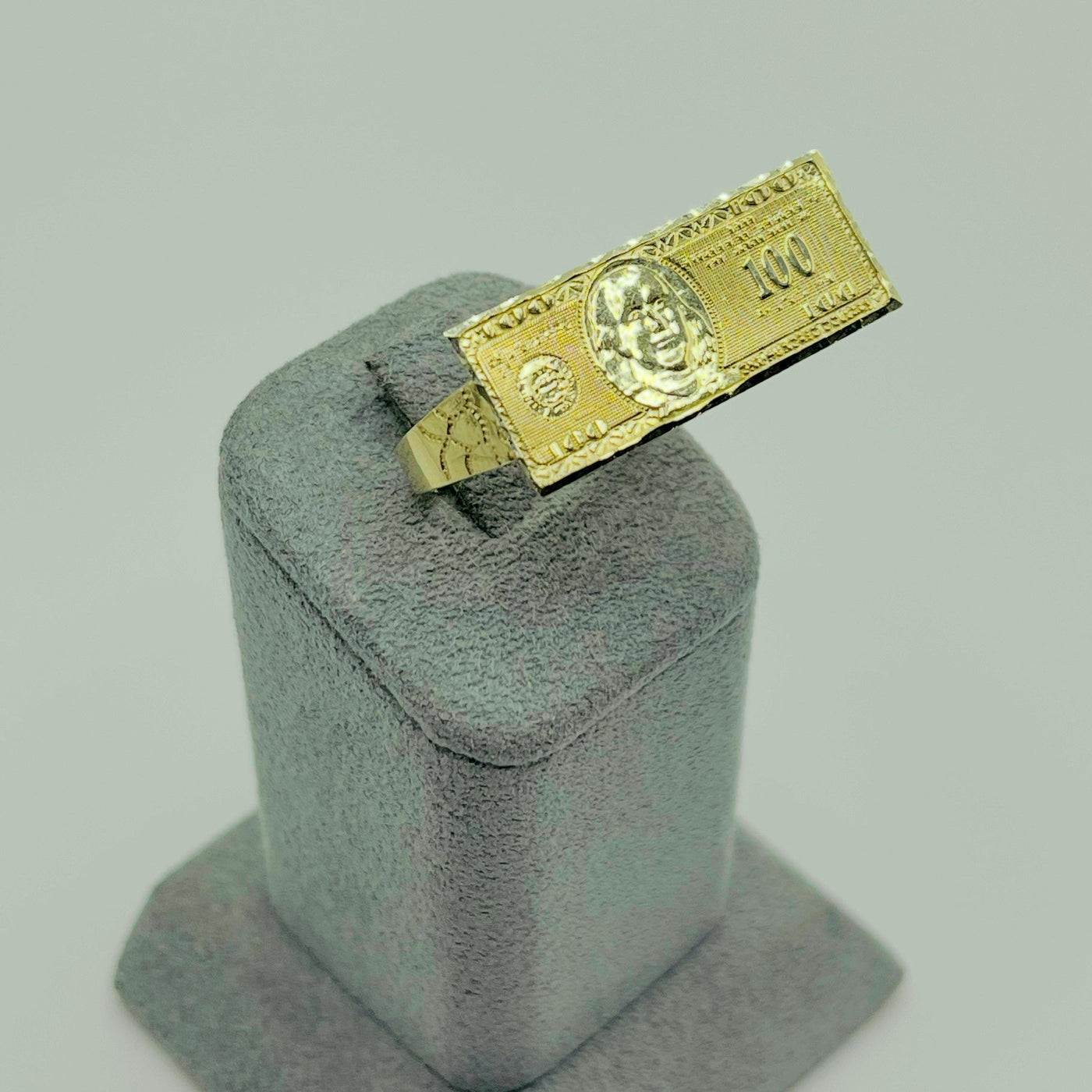 10K Yellow Gold Lil Two Finger $100 Bill Ring (Kids Size)