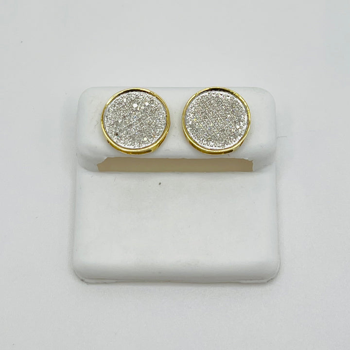 10K Diamond Disc Earrings 13mm