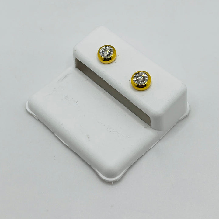 14K Gold Single Stone Diamond Round Earrings