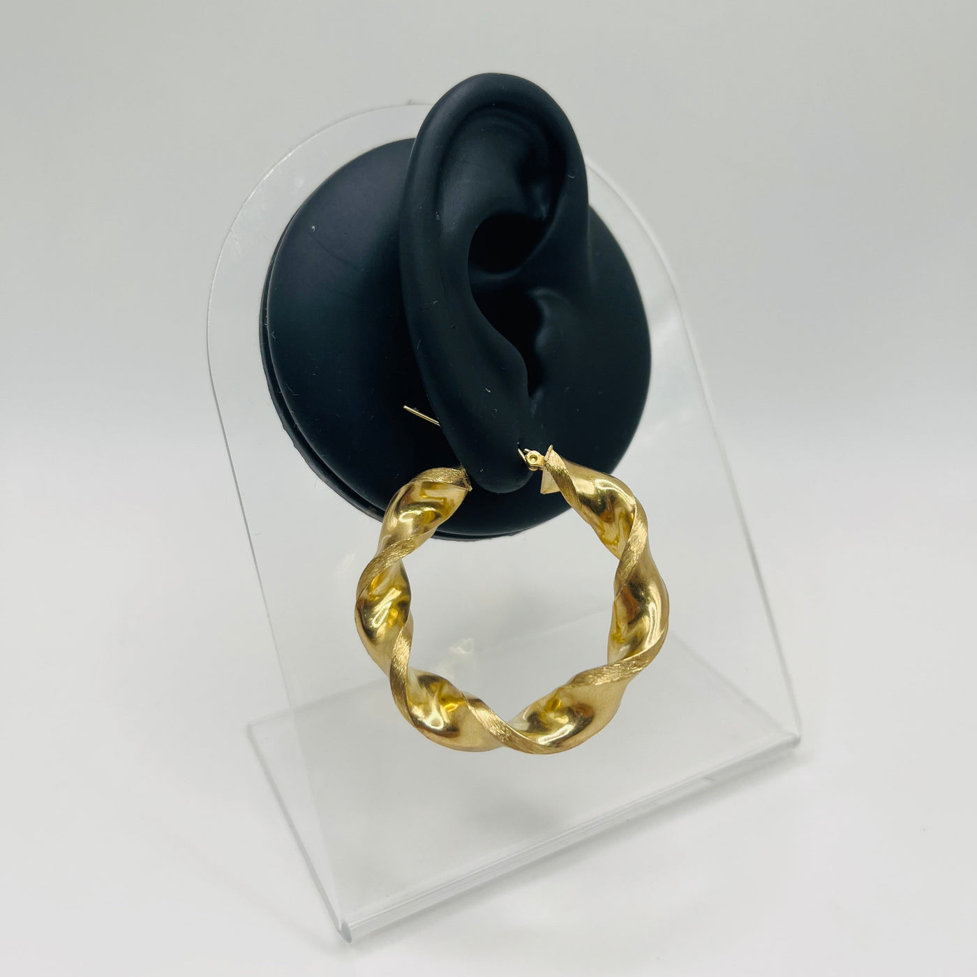 10K Solid Yellow Gold Chunky Twist Hoops 1.6in