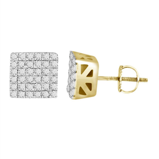 MEN'S STUD EARRINGS 0.25CT ROUND DIAMOND 10K YELLOW GOLD