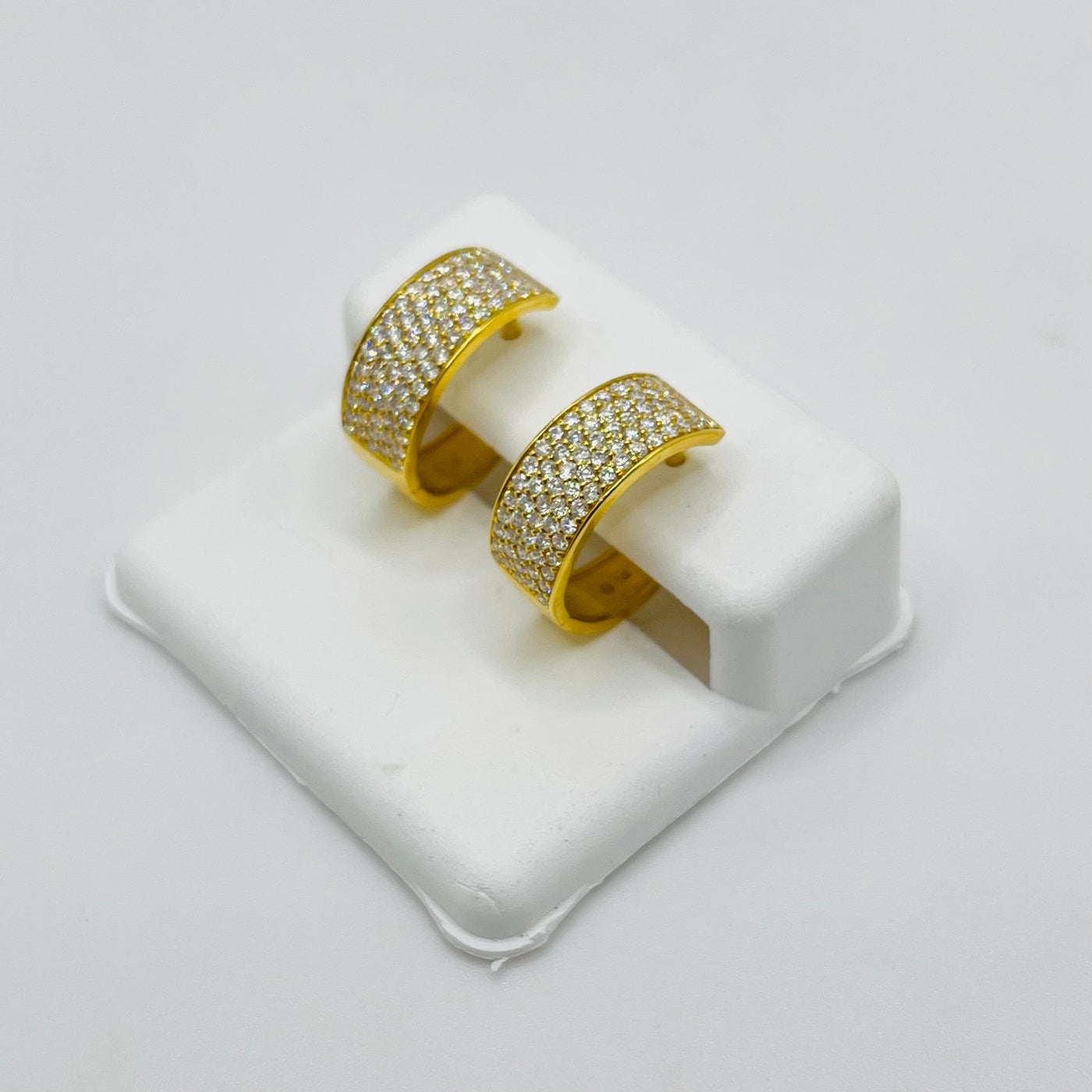 14K Yellow Gold Diamond Hoop Earrings