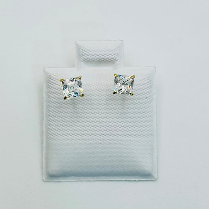 14K Yellow Gold Princess Cut Studs (4mm)