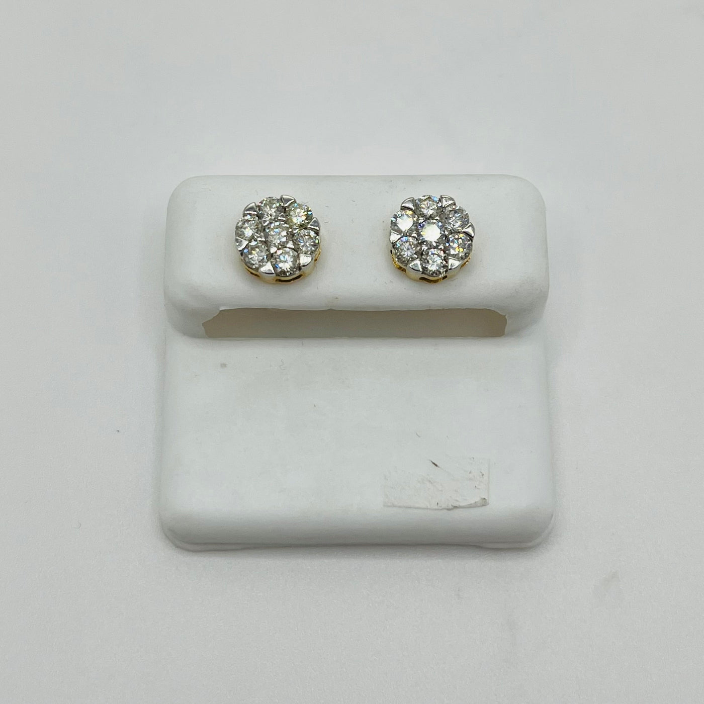 10K Gold Diamond V-Prong Flower Earrings
