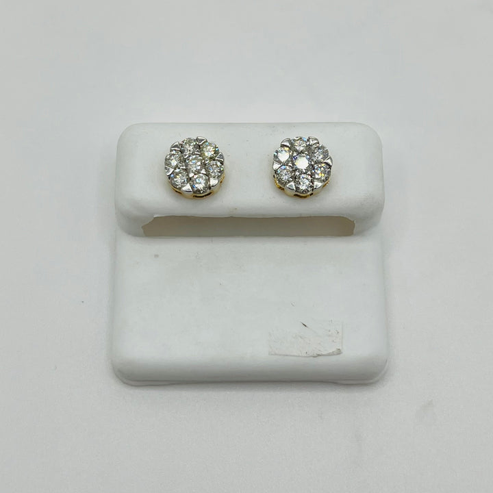 10K Gold Diamond V-Prong Flower Earrings