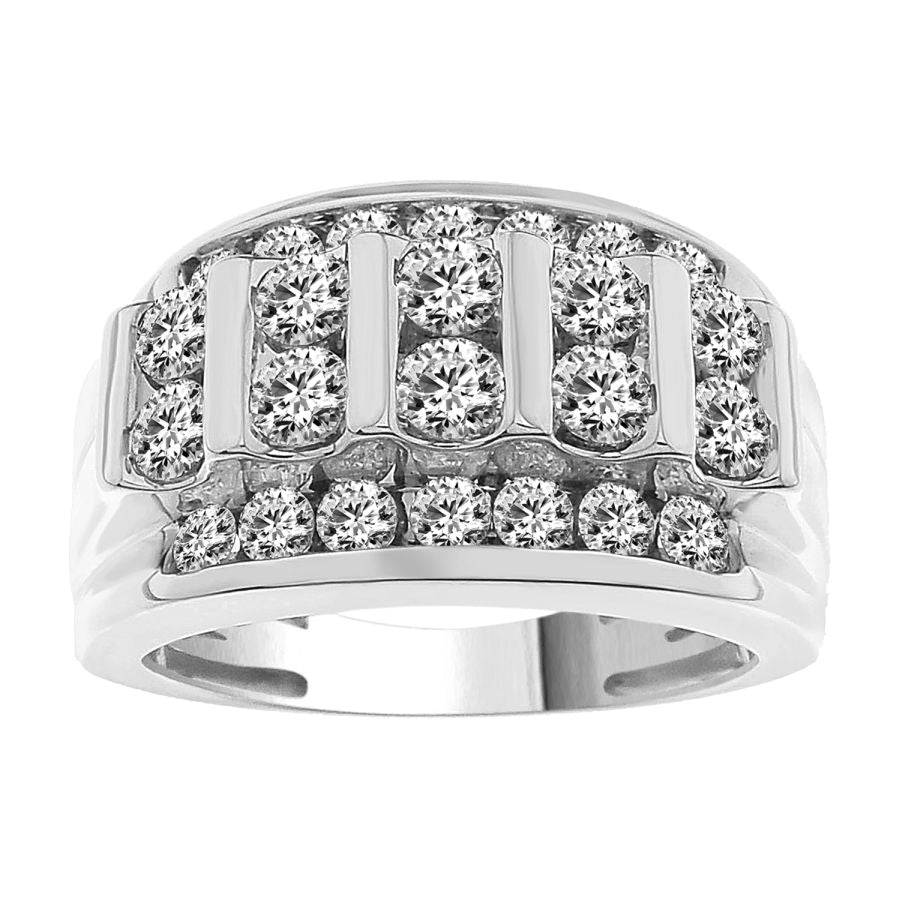 MEN'S BAND 2.00CT ROUND DIAMOND 10K WHITE GOLD