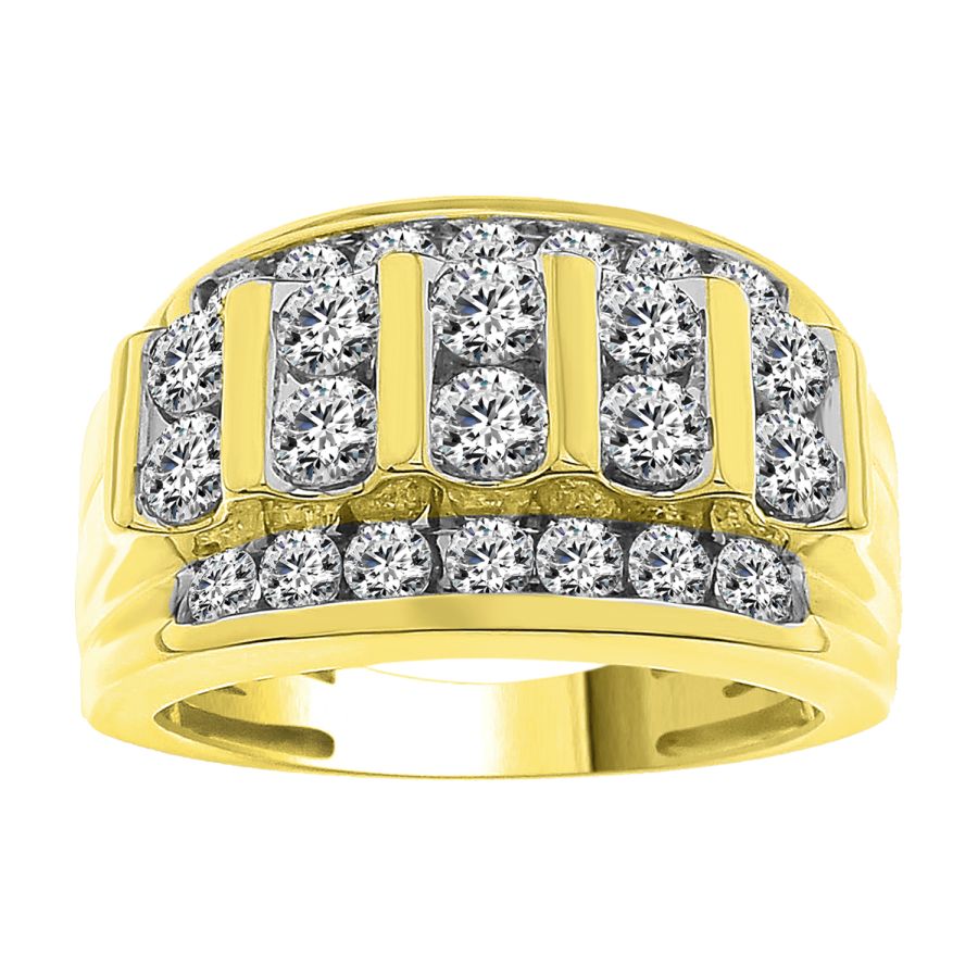 MEN'S BAND 2.00CT ROUND DIAMOND 10K YELLOW GOLD