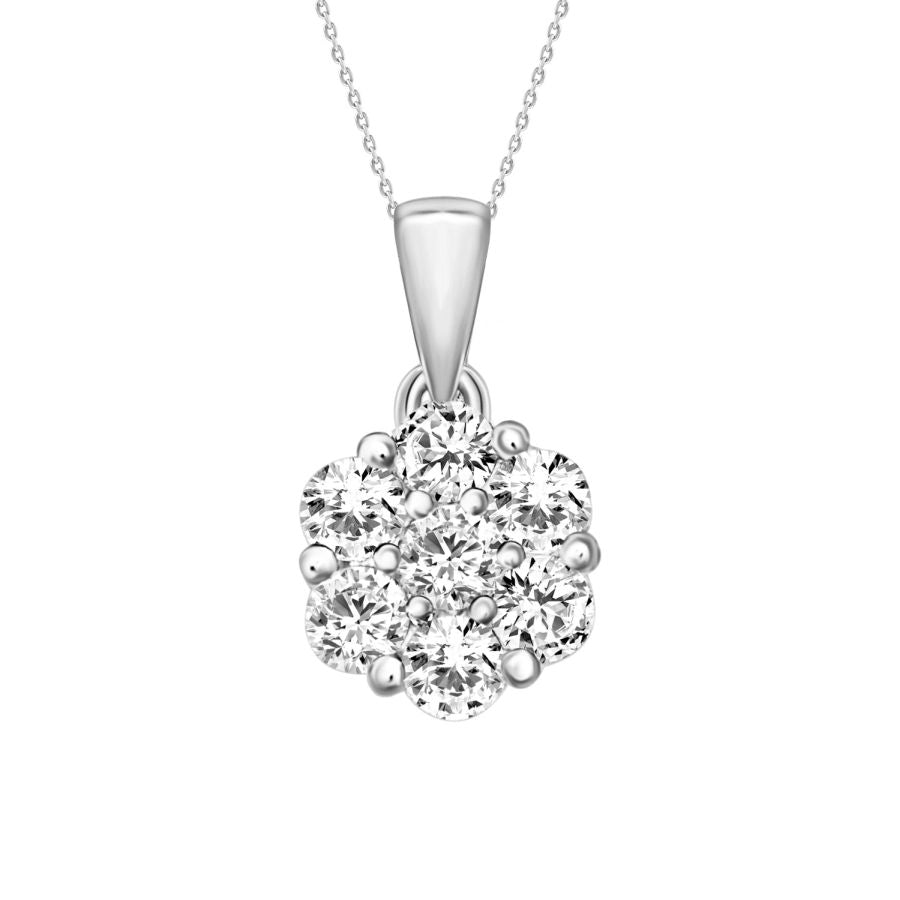 LADIES PENDANT WITH CHAIN 0.15CT ROUND DIAMOND 10K WHITE GOLD