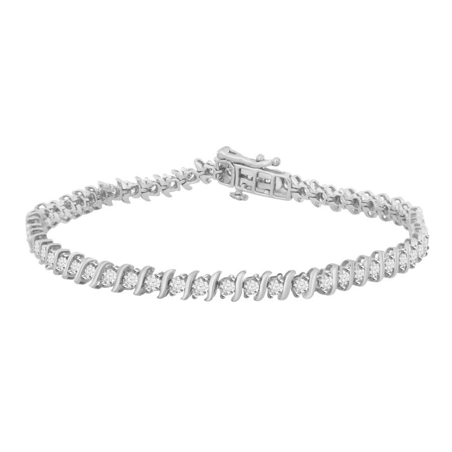 LADIES BRACELET 2.00CT ROUND DIAMOND 14K WHITE GOLD