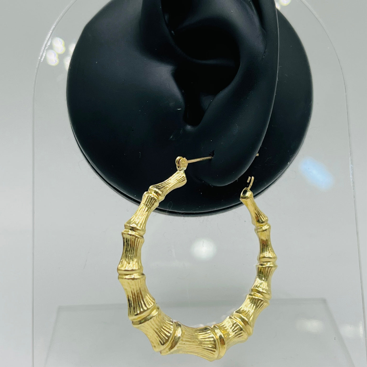 14K Yellow Gold 1.7" Bamboo Hoops