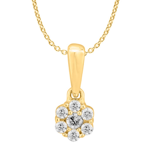 LADIES PENDANT WITH CHAIN 0.15CT ROUND DIAMOND 14K YELLOW GOLD