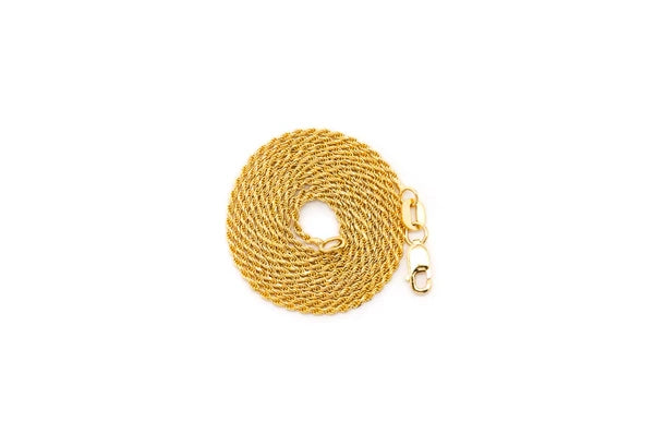 14K Solid Gold Twisted 1mm Rope Chain 16-24"
