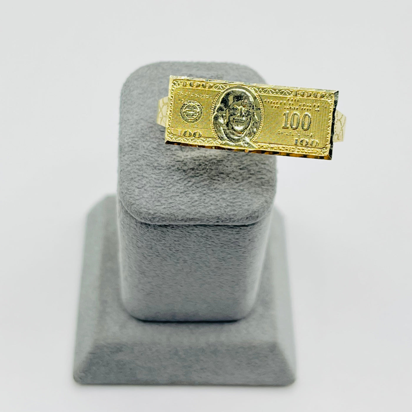 10K Yellow Gold Lil Two Finger $100 Bill Ring (Kids Size)